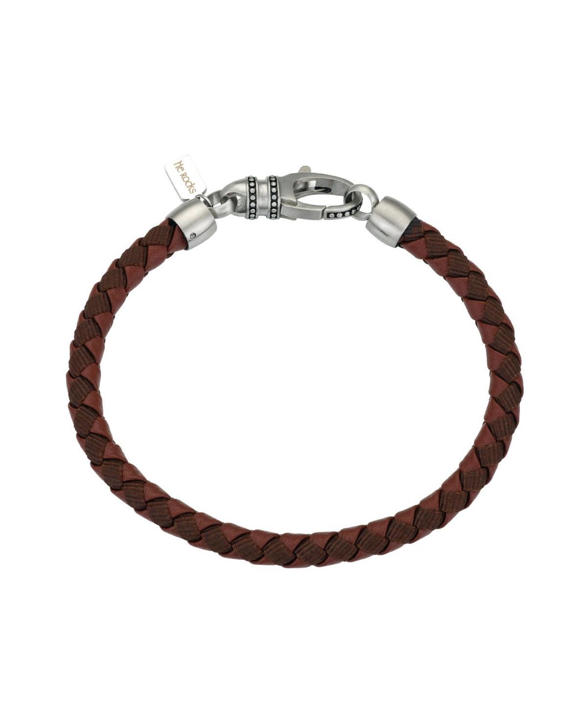 Mens Stainless Steel Leather Bracelet Product Image