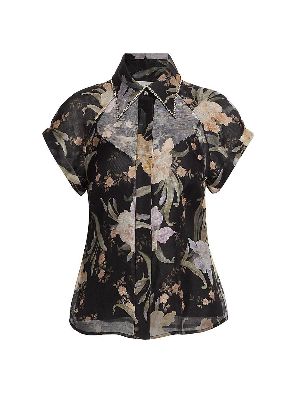 Womens Eden Floral Linen & Silk Blouse product image