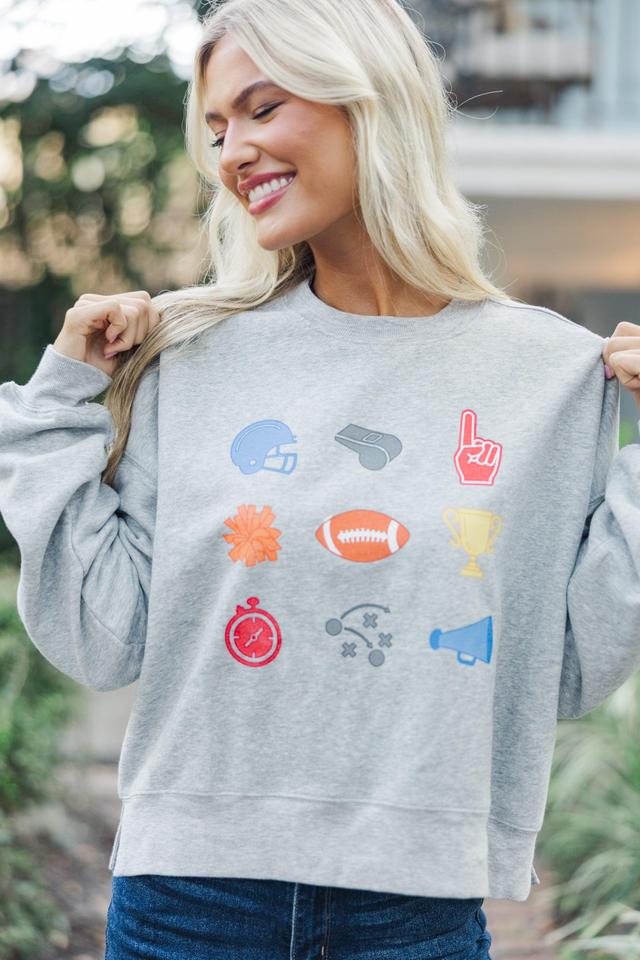 Game Day Icons Heather Grey Graphic Sweatshirt Female Product Image