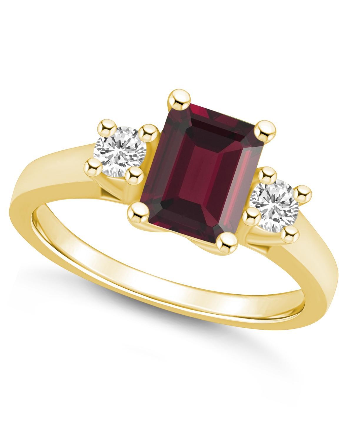 Alyson Layne 14k Gold Emerald Cut Garnet & 1/4 Carat T.W. Diamond Ring, Womens Red Product Image