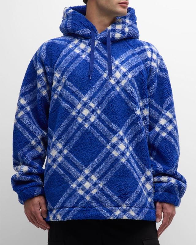 Mens Check Fleece Hoodie Product Image