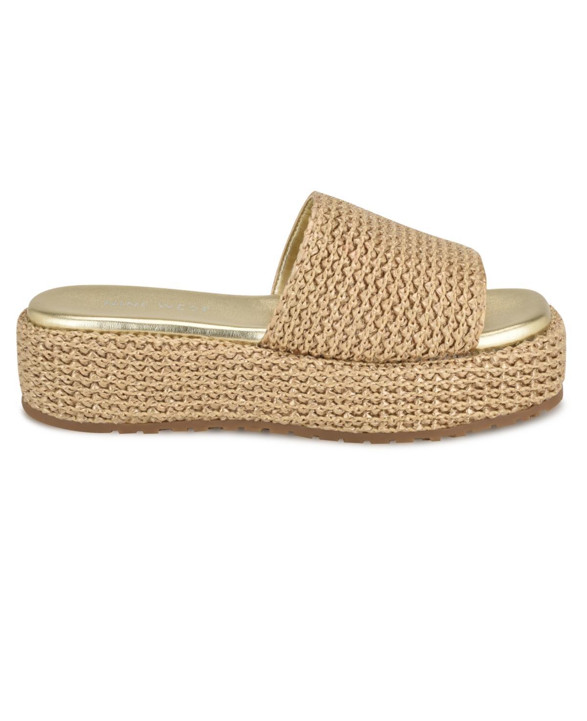 Nine West Womens Keziah Square Toe Slip-On Casual Sandals Product Image