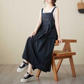 Plain Midi Overall Dress Product Image