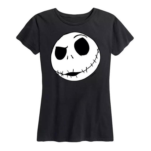 Disneys Nightmare Before Christmas Womens Jack Face Graphic Tee, Girls Product Image