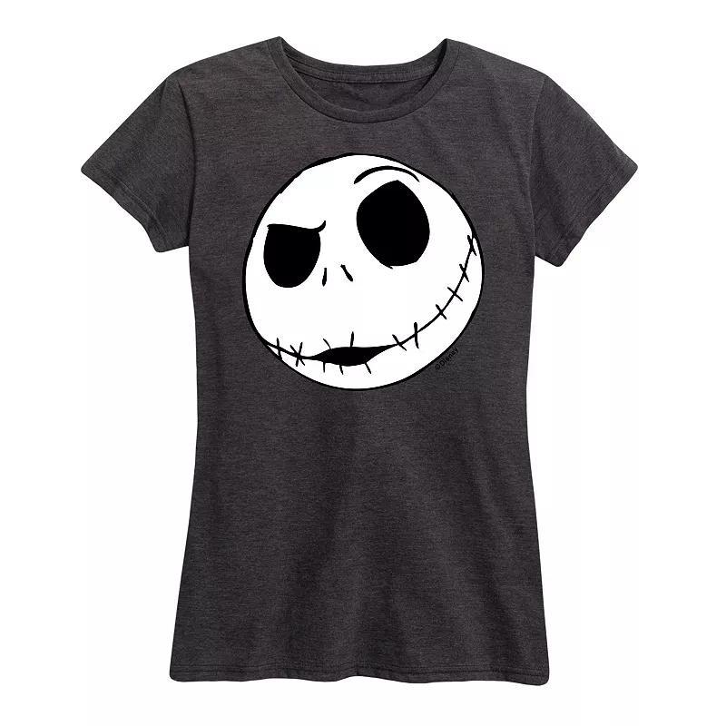 Disneys Nightmare Before Christmas Womens Jack Face Graphic Tee, Girls Product Image