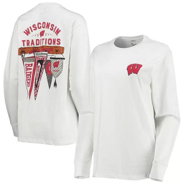 Womens Pressbox Wisconsin Badgers Traditions Pennant Long Sleeve T-Shirt Product Image