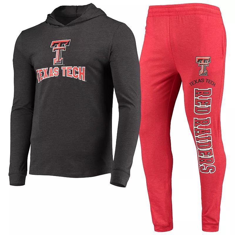 Mens Concepts Sport /Heather Charcoal Texas Tech Raiders Meter Long Sleeve Hoodie T-Shirt & Jogger Pajama Set Product Image