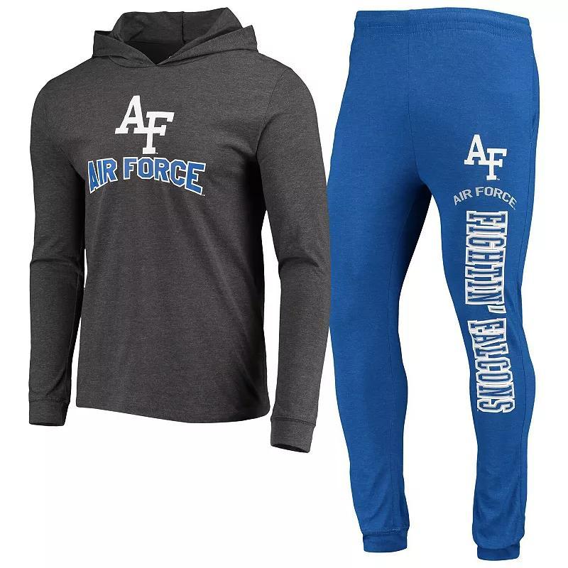 Mens Concepts Sport Royal and Charcoal Air Force Falcons Meter Long Sleeve Hoodie T-shirt and Jogger Pants Sleep Set - Royal Product Image