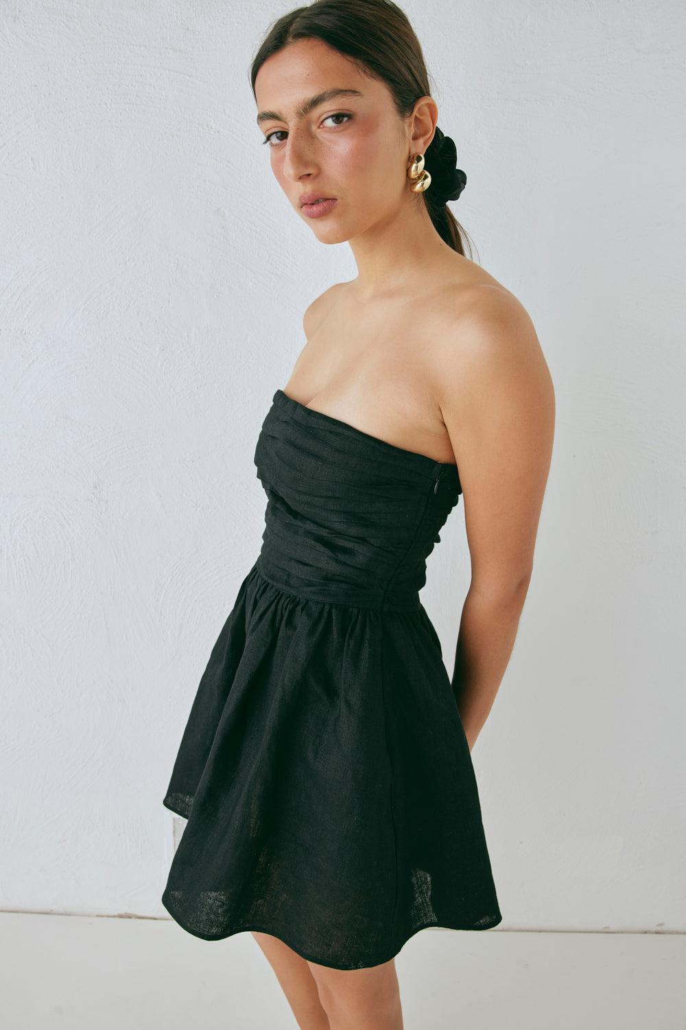 Saint Malo Linen Mini Dress Black Product Image