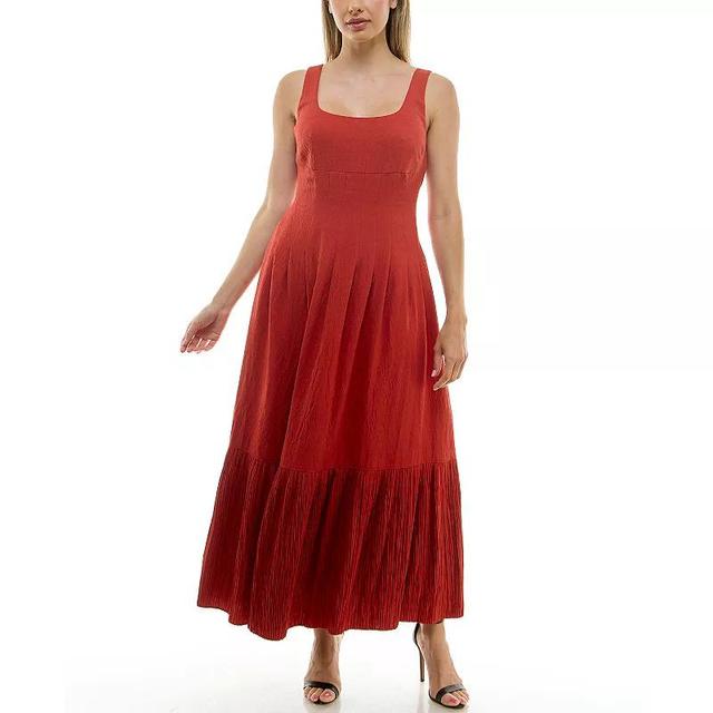 Womens Taylor Square Neck Pleat Tiered Midi Dress Product Image