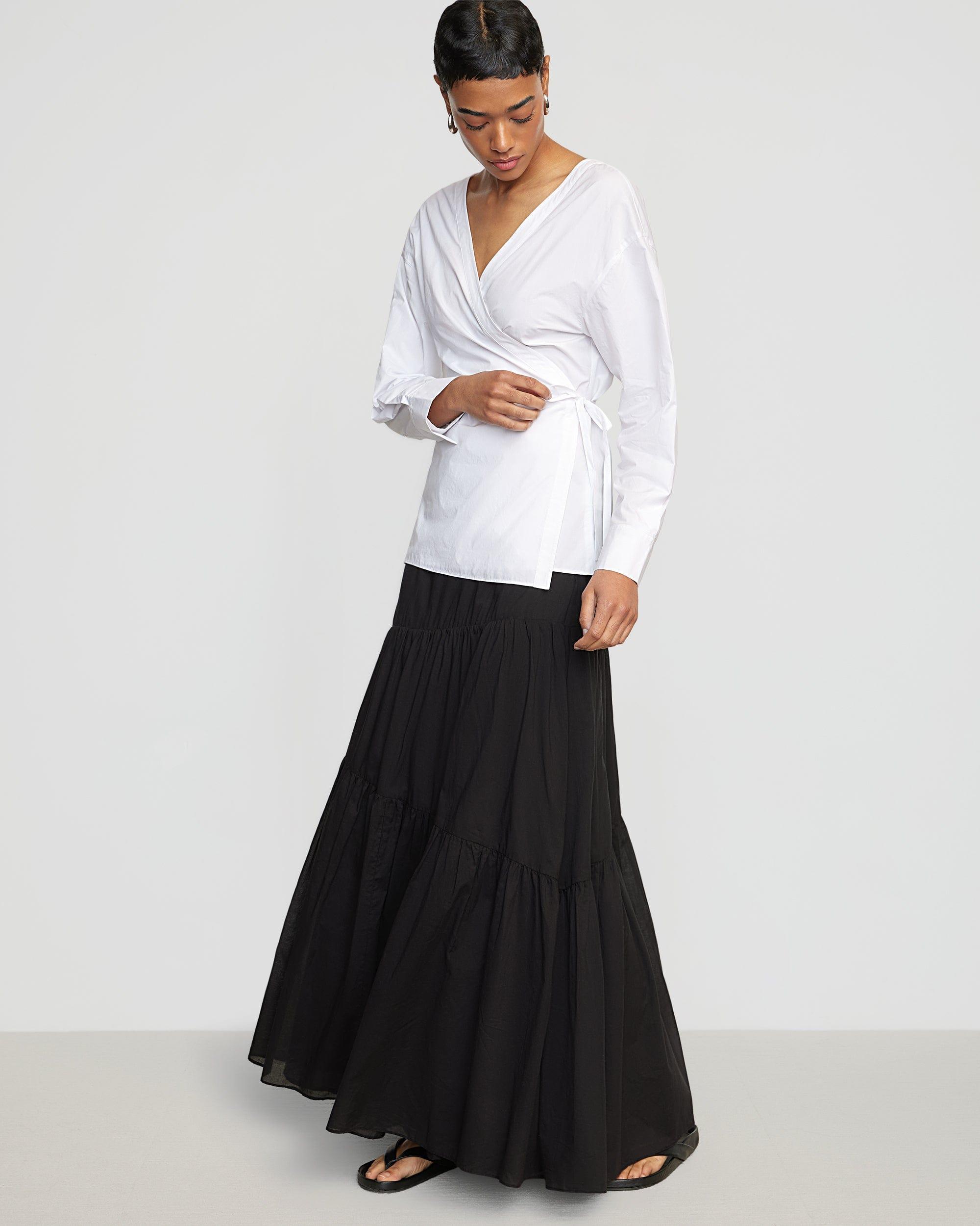 Runa Tiered Cotton Maxi Skirt Product Image