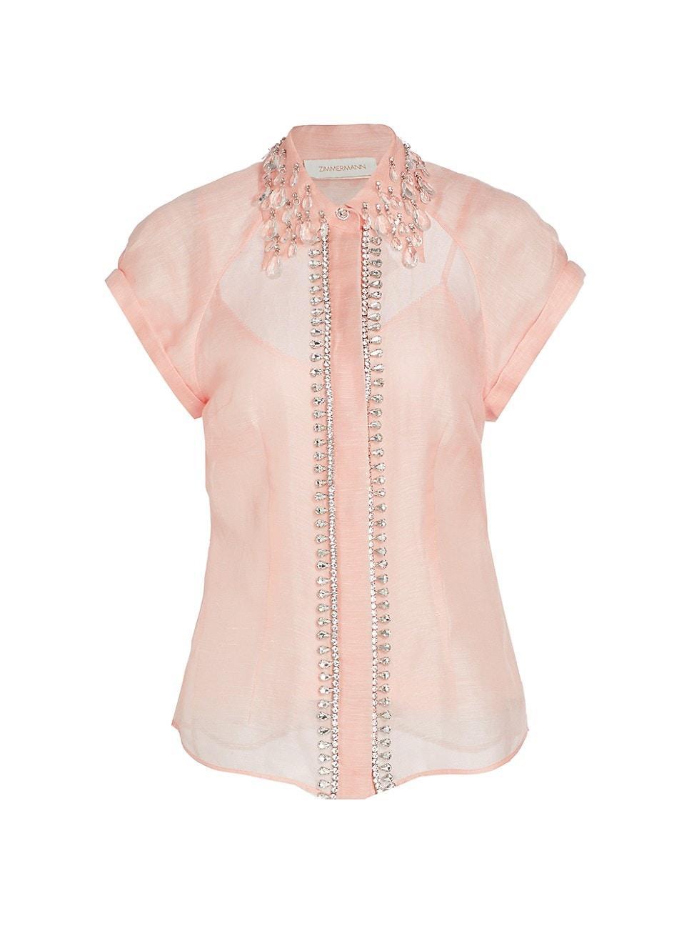 Zimmermann Matchmaker Diamante Linen & Silk Shirt Product Image