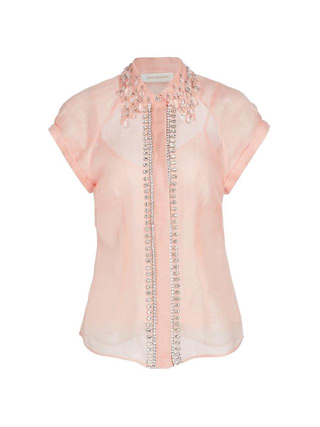 Zimmermann Matchmaker Diamante Linen & Silk Shirt Product Image