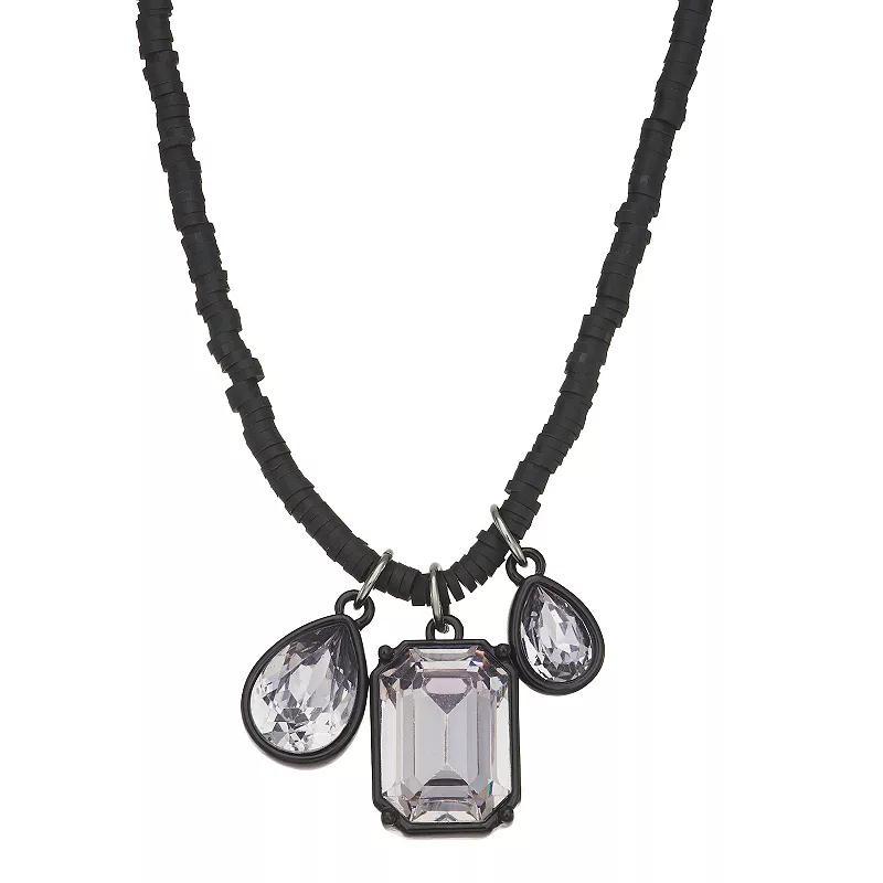 Simply Vera Vera Wang Jet Tone Small Stone Pendant Necklace, Womens, Silver Tone Product Image