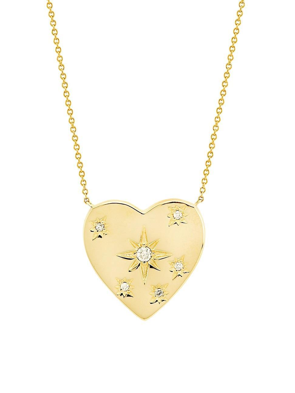 Womens 14K Yellow Gold & 0.1 TCW Diamond Heart Pendant Necklace Product Image