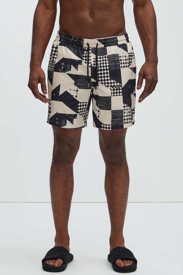 Fuller Geometric Swim Trunks - Black/combo Product Image