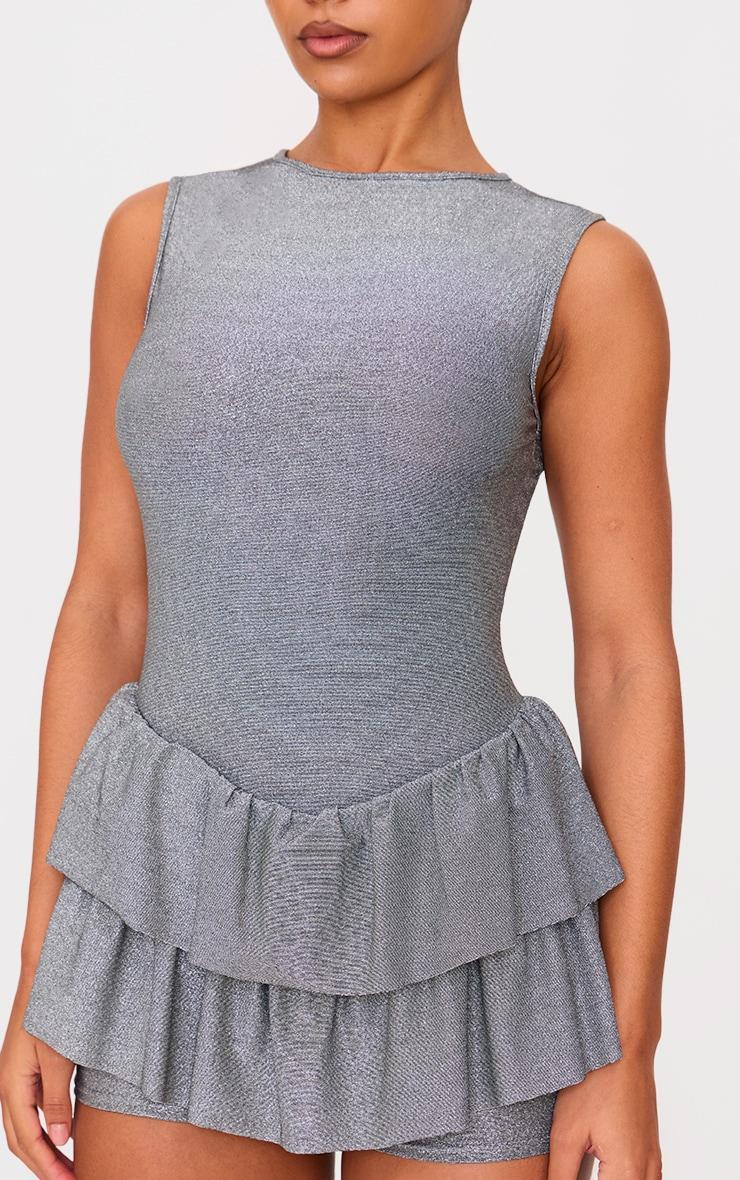 Silver Glitter Rara Skort Romper Product Image