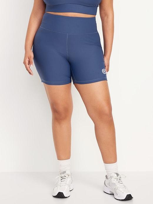 High-Waisted PowerSoft Ribbed Biker Shorts -- 6-inch inseam Product Image