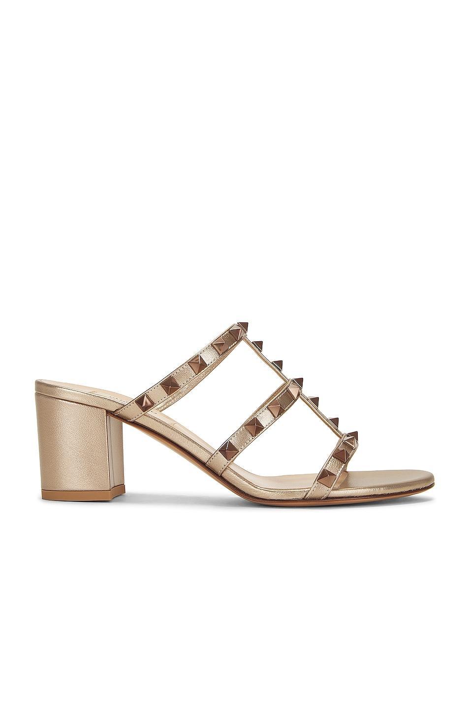 Valentino Garavani Rockstud Slide in Metallic Neutral Product Image