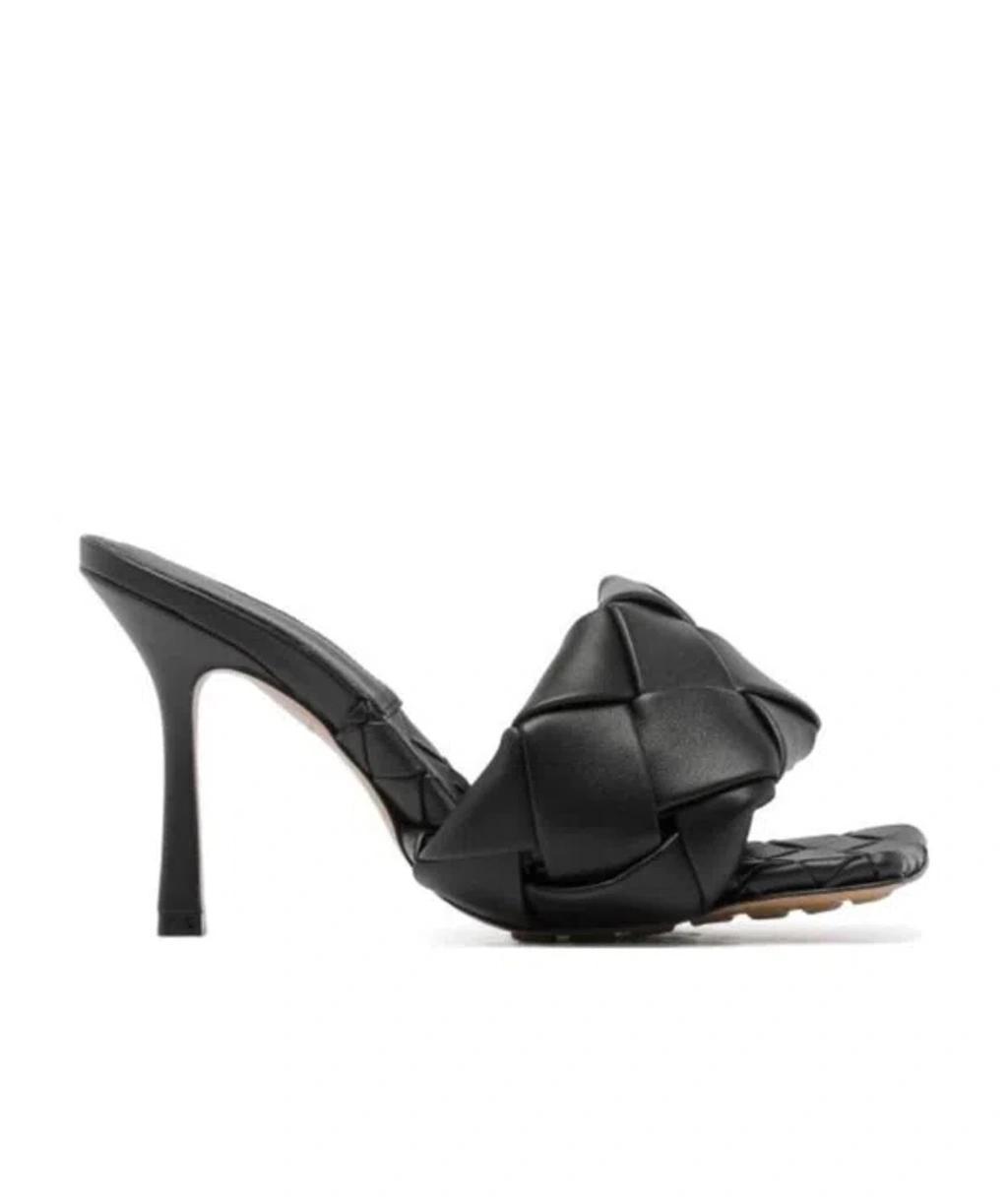 BOTTEGA VENETA Black Intrecciato Lido Heeled Sandals In 1000 Black Product Image