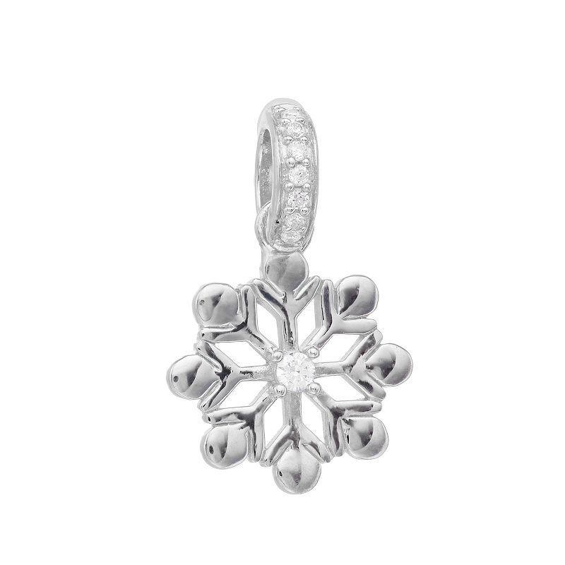 Lavish by TJM Sterling Silver White Cubic Zirconia Snowflake Charm, Womens Product Image