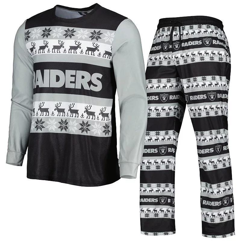 Mens FOCO Black Las Vegas Raiders Team Ugly Pajama Set Product Image