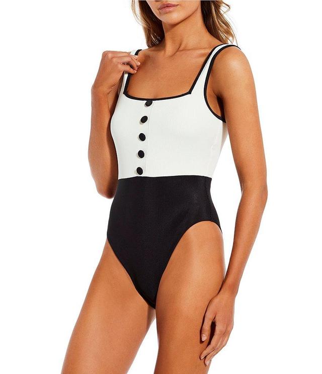 Antonio Melani Spectator Contrast Binding Ribbed One Piece Swimsuit Product Image