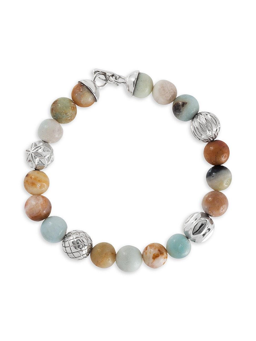 Mens Cactus Sterling Silver & Amazonite Bracelet Product Image