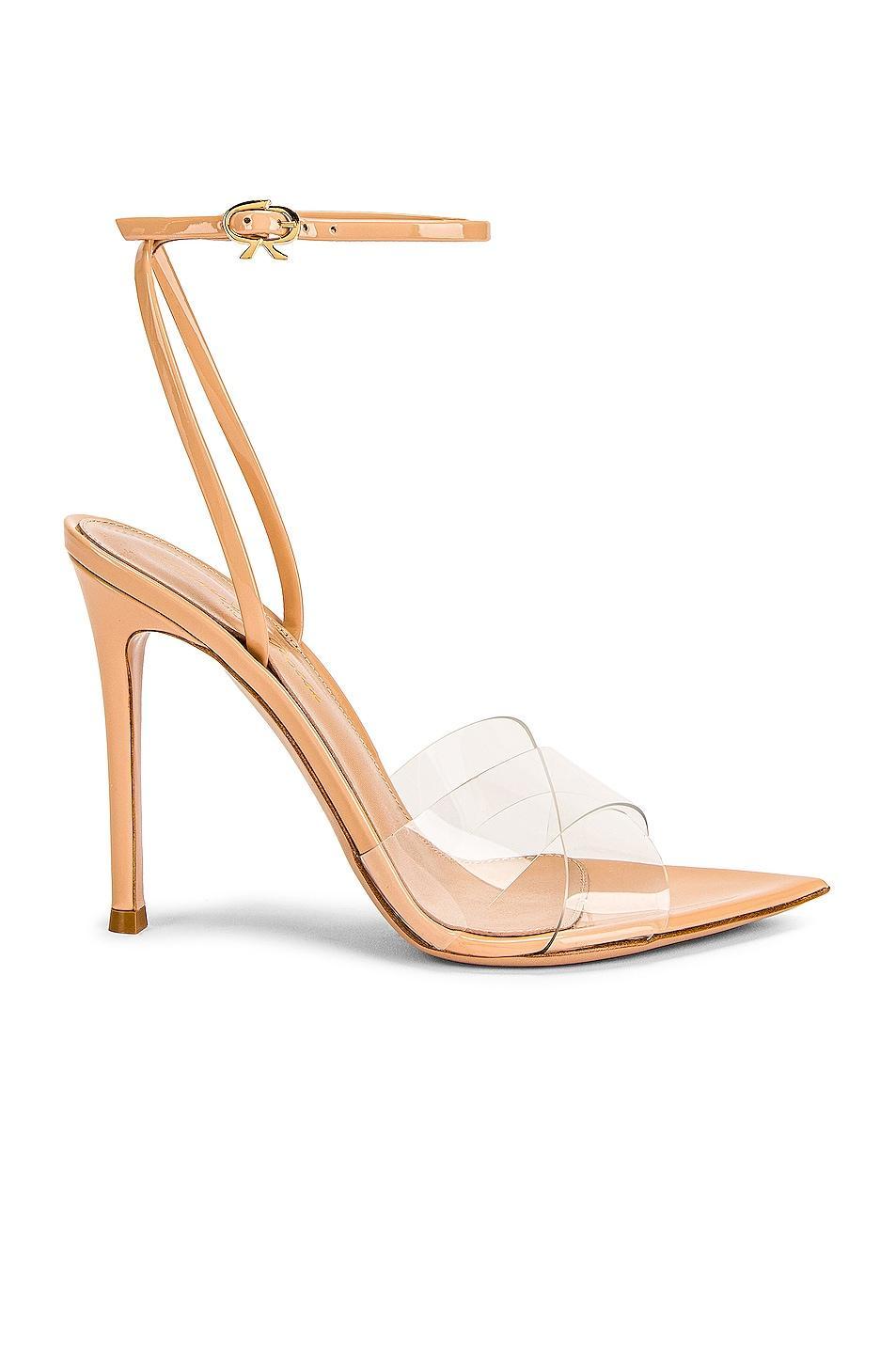 Gianvito Rossi Stark Ankle Strap Heels in Nude Product Image