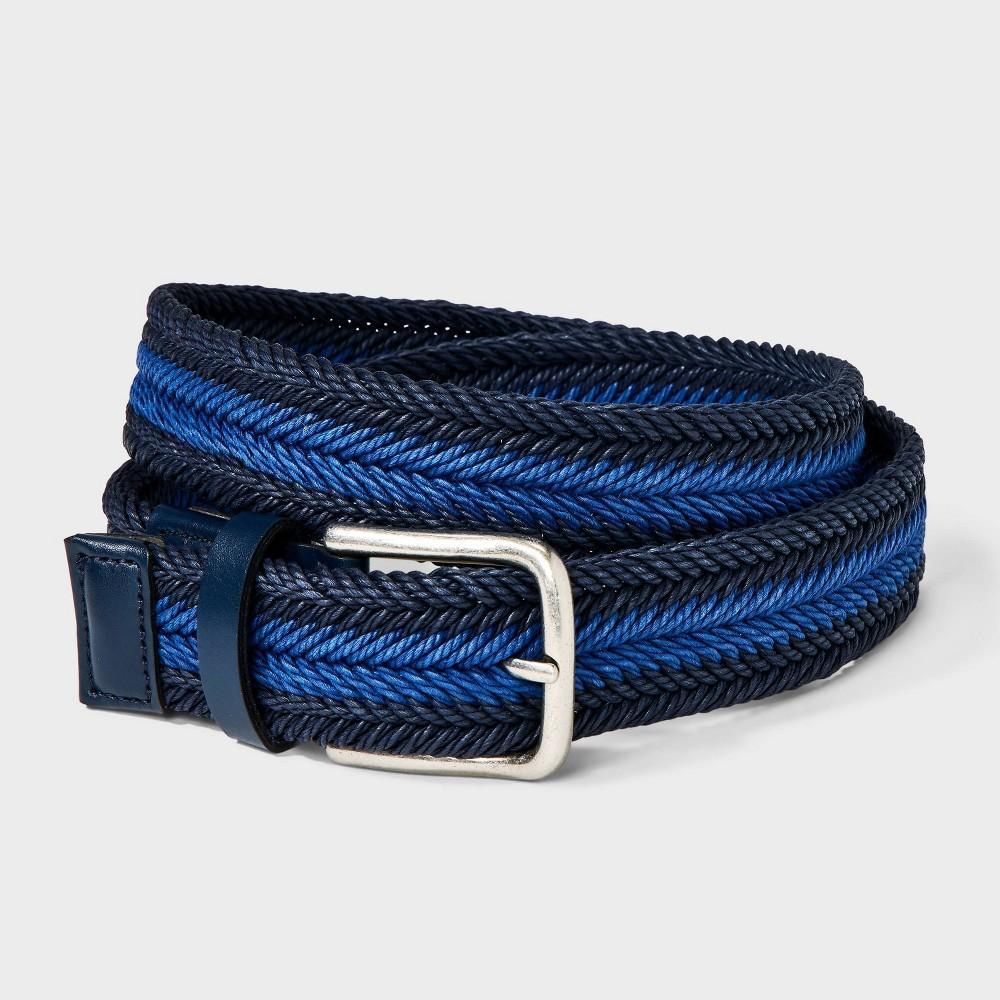 Mens Solid Webbed Belt - Goodfellow & Co Blue L Product Image