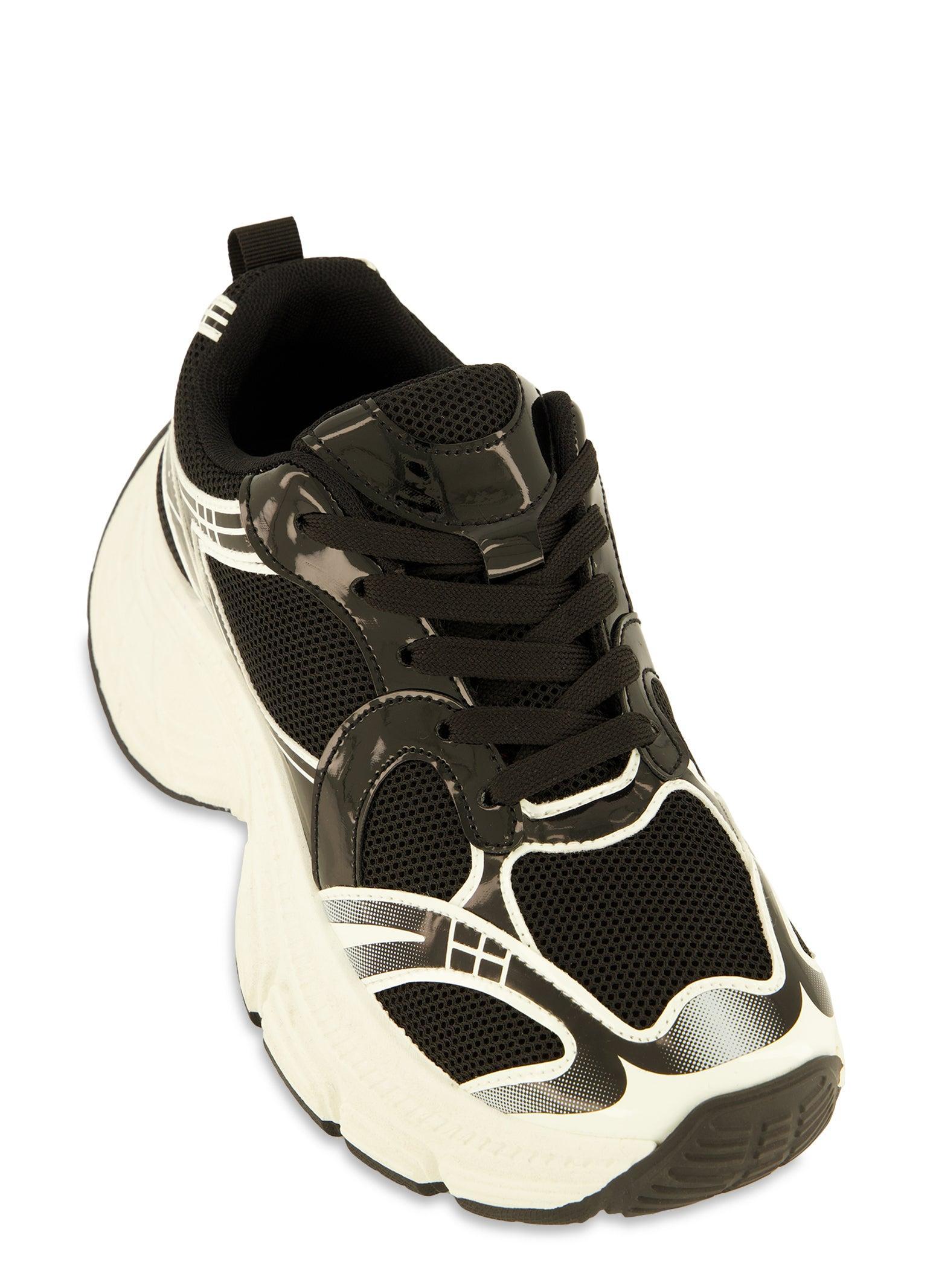 Womens Chunky Sole Contrast Lace Up Sneakers product image