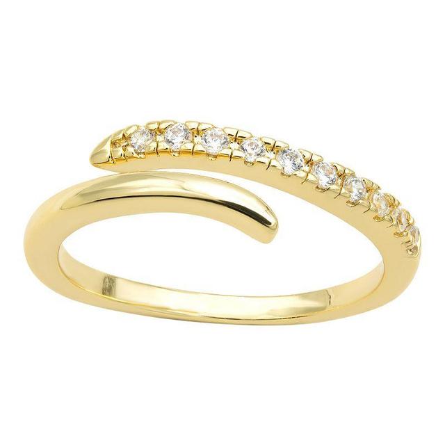 City Luxe Gold Tone Clear Cubic Zirconia Pave Open Wrap Ring, Womens Product Image