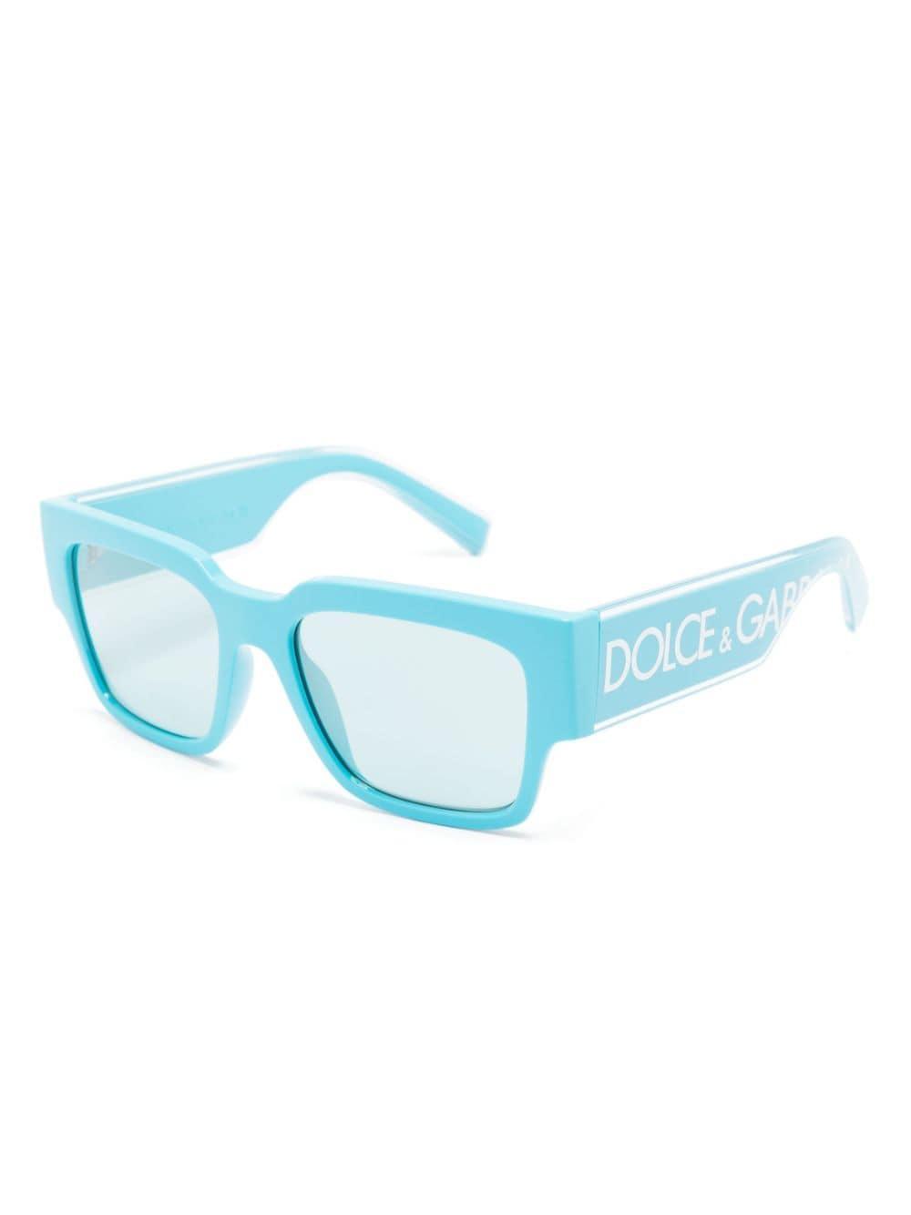 Logo-engraved Square-frame Sunglasses In Blue Product Image