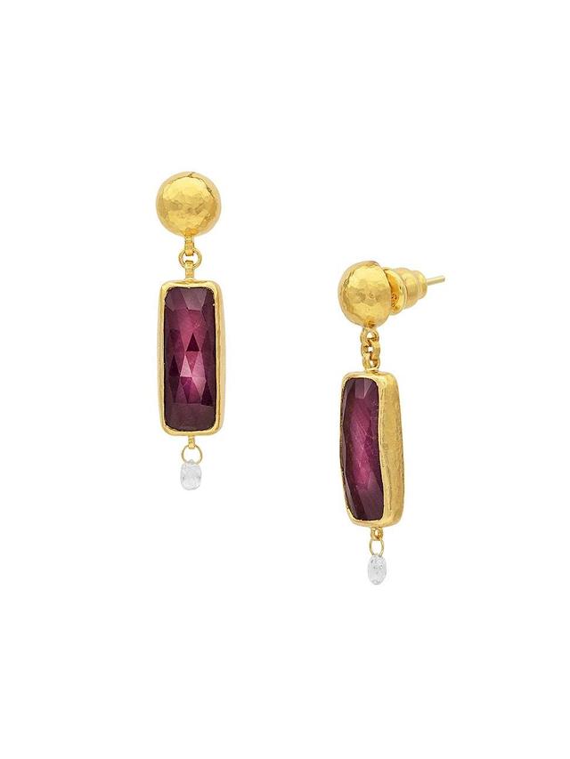 Womens Elements 24K Yellow Gold, Ruby & 0.25 TCW Diamond Drop Earrings Product Image