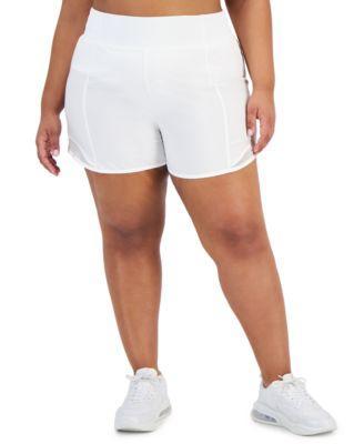 Plus Size Solid Elastic-Back Woven Running Shorts, Created for Macy's Product Image