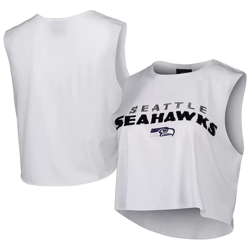 Womens Cuce Seattle Seahawks Sequin Cropped Tank Top Product Image