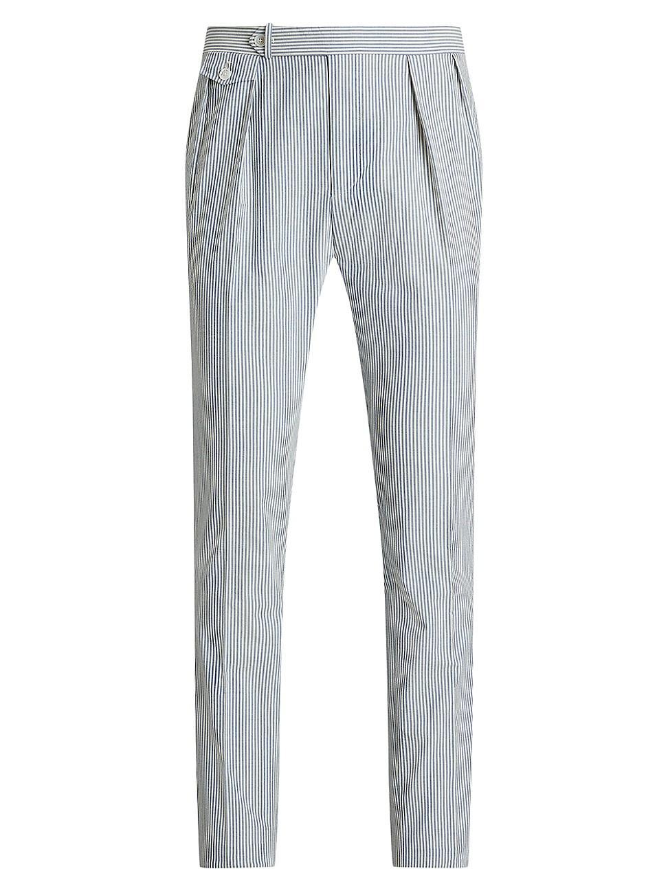 Mens Striped Seersucker Stretch-Cotton Trousers Product Image