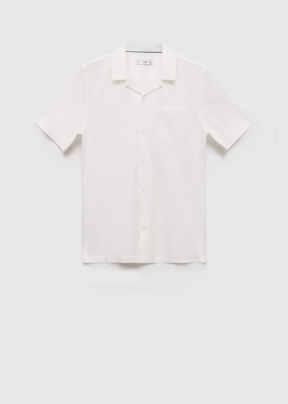 MANGO MAN - Regular-fit 100% seersucker cotton shirt whiteMen Product Image