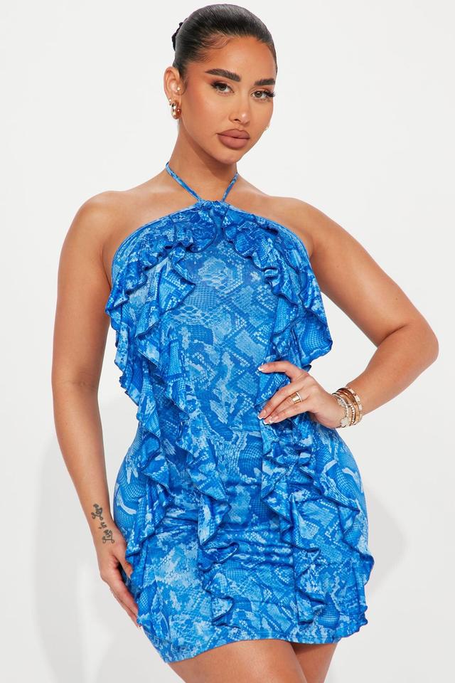 Liz Ruffle Mini Dress - Blue/combo Product Image