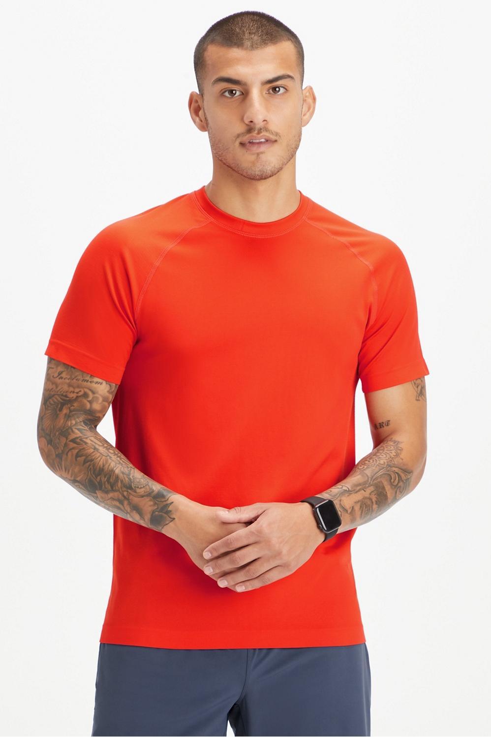 Fabletics Men The Training Day Tee male Blazing Red Exploded Size XXL Product Image