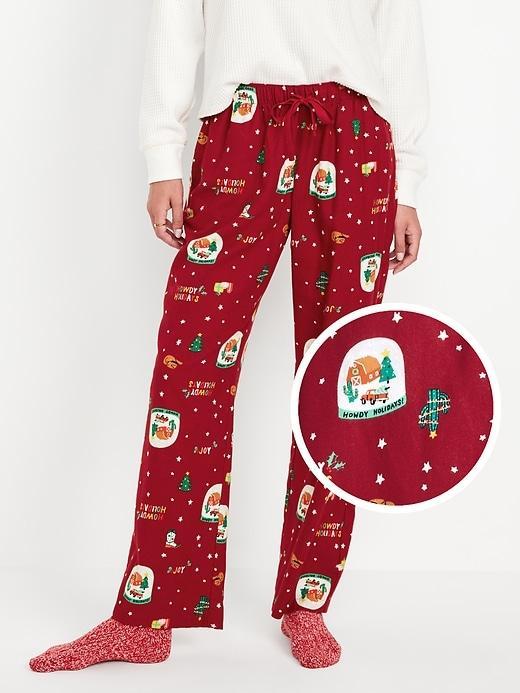 Mid-Rise Printed Flannel Pajama Pants Product Image