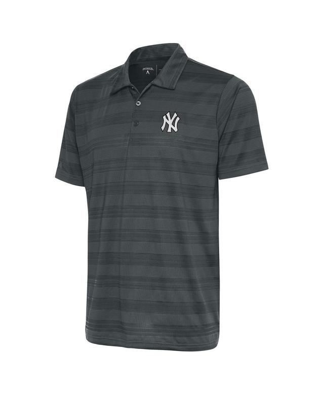 Antigua Mens Gray New York Yankees Metallic Compass Polo Product Image