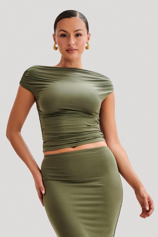 Alayna Slinky Ruched Top - Olive Product Image