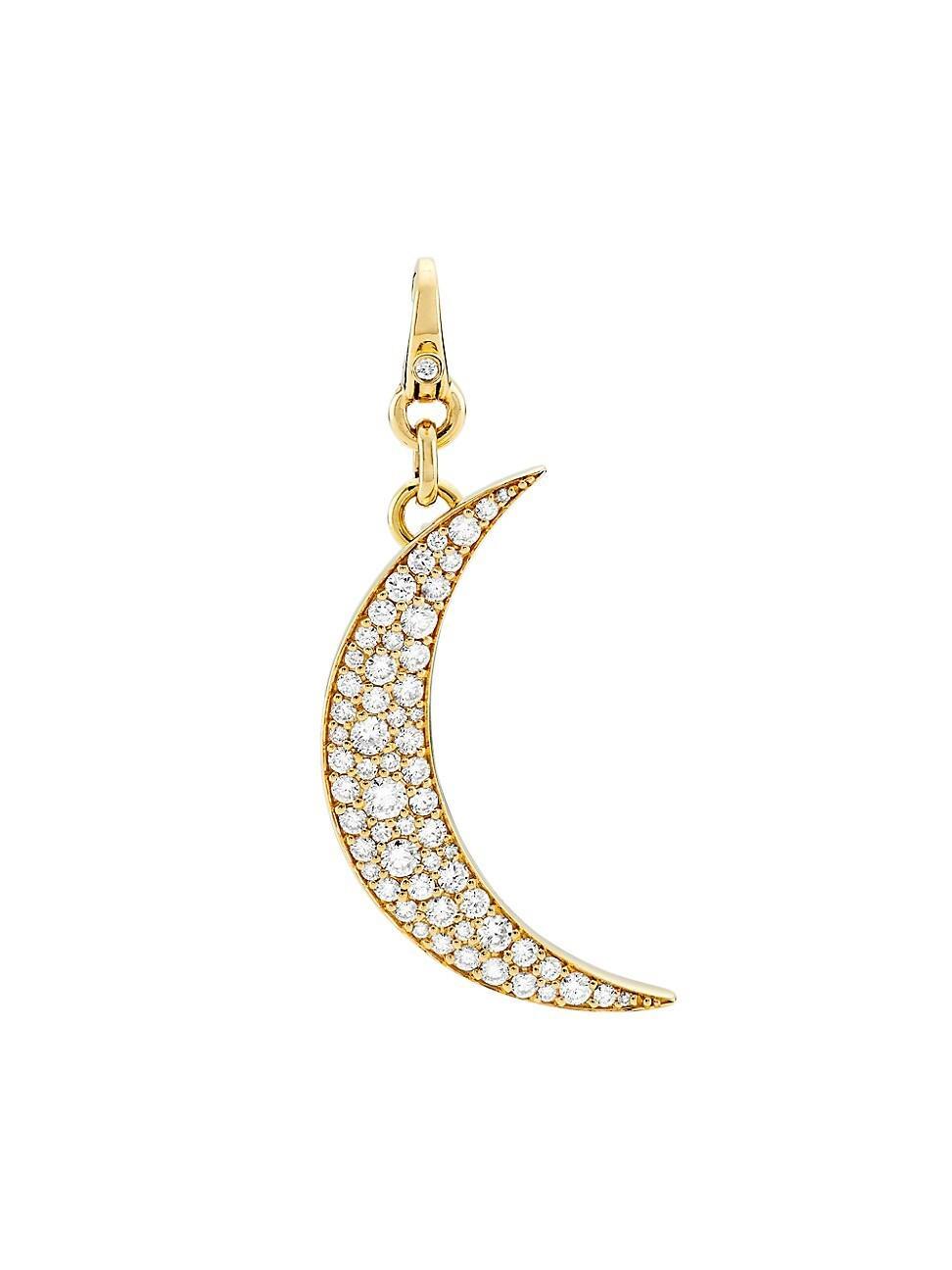 Womens 14K Yellow Gold & 1.38 TCW Natural Diamond Crescent Moon Pendant Product Image