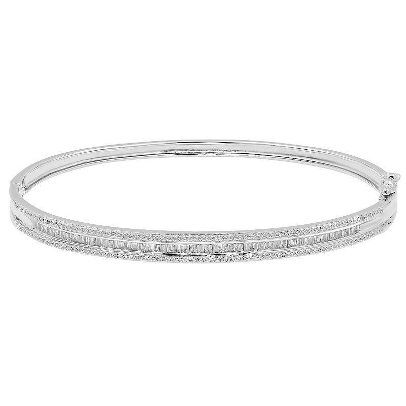 Sterling Silver 1 Carat T.W. Diamond Bangle Bracelet, Womens, Sterlng Silver Product Image