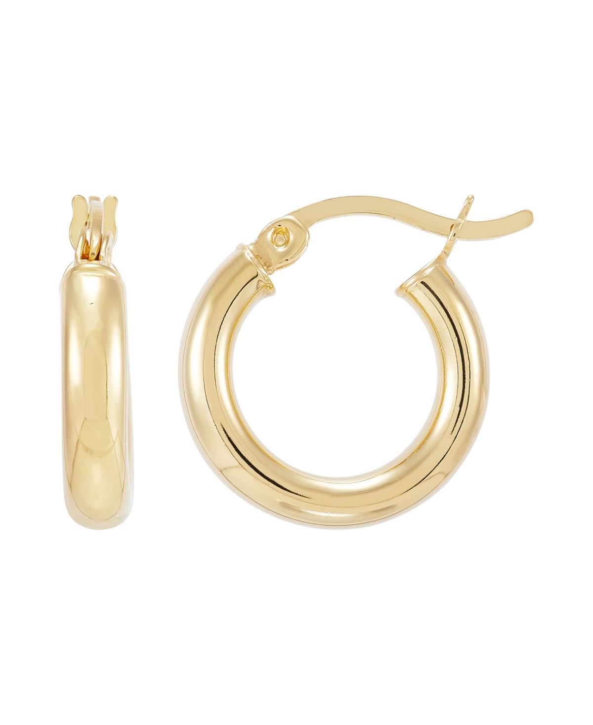 Aleure Precioso Sterling Silver Tube Hoop Earrings, Womens Gold Tone Product Image