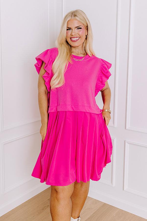 Country Club Meet Up Mini Dress in Hot Pink Curves Product Image