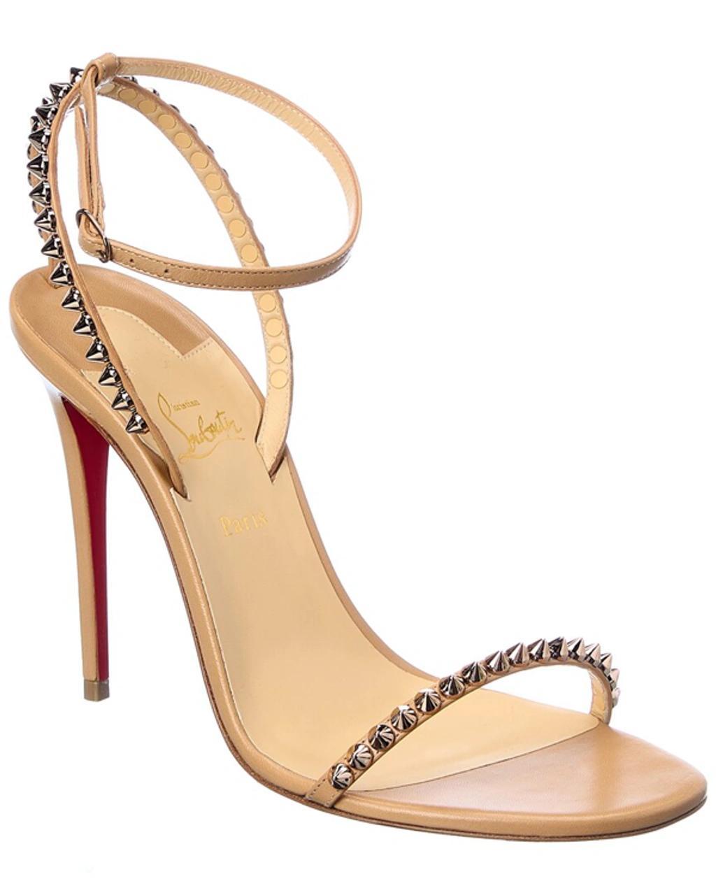 CHRISTIAN LOUBOUTIN So Me 100 Studded Leather Sandals In Beige Product Image