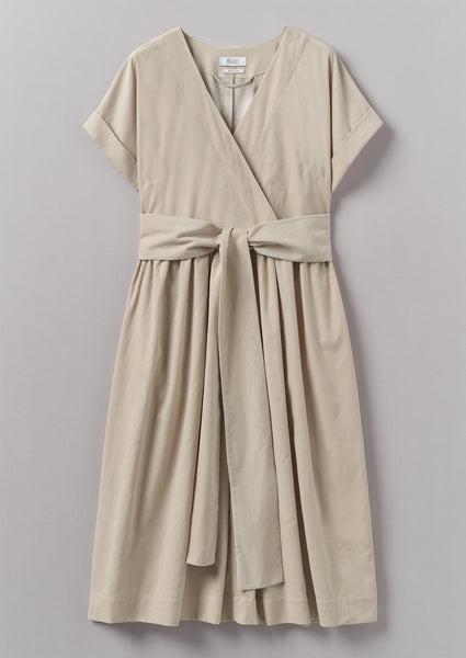 Organic Needlecord Wrap Front Dress | Moonstone Product Image