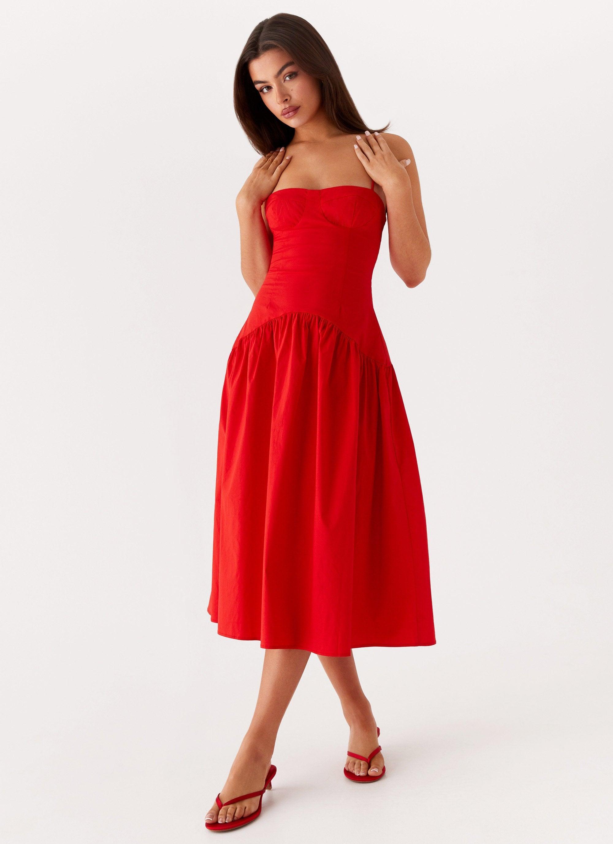 Yvette Corset Midi Dress - Red product image